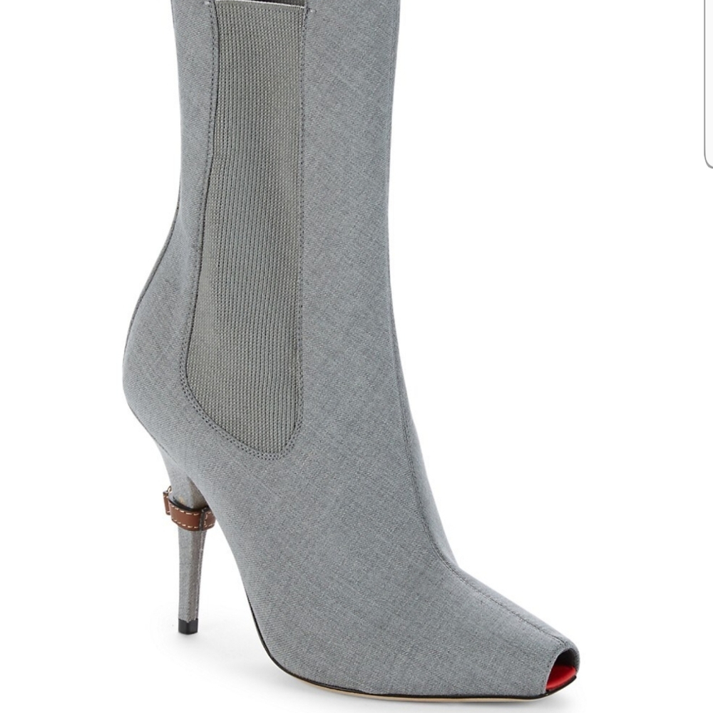 Burberry Kenzi Canvas Peep Toe Booties